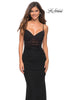 Picture of: Long Jersey Dress with Sheer Corset Bodice in Black, Main Picture