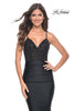 Picture of: Beaded Illusion Top with Ruched Jersey Skirt Prom Dress in Black, Style: 31920, Main Picture