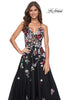 Picture of: Multi Color Sequin Floral Applique A-Line Prom Dress in Black, Style: 32051, Main Picture