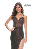 Picture of: Multi Color Rhinestone Fishnet Gown with Illusion Bodice in Black, Style: 32177, Main Picture