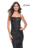 Picture of: Black Print Sequin Gown with Square Neckline in Black, Style: 32255, Main Picture