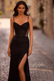 Picture of: Stretch Lace Prom Dress with Illusion Back and Sides in Black , Style 32529, Main Picture