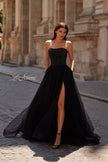 Picture of: Strapless A-line Dress with Full Rhinestone Top in Black , Style 32690, Main Picture