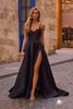 Picture of: Mikado A-line Gown with Lace Detail Neckline in Black , Style 32878, Main Picture