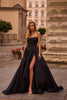 Picture of: Textured Jacquard Evening Gown with Strapless Top in Black , Style: 32893, Main Picture
