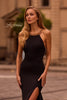 Picture of: Black Evening Dress with Gold Beaded High Neckline in Black , Style: 32976, Main Picture