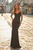 Picture of: Lace Sheer Illusion Fitted Evening Gown in Black, Style: 33603, Main Picture