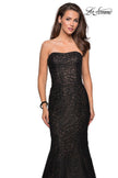 Picture of: Long Mermaid Metallic Lace Strapless Prom Dress in Black, Style: 27267, Detail Picture 8