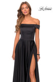 Picture of: Satin Off the Shoulder Evening Dress with Pockets in Black, Style: 28978, Detail Picture 8