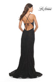 Picture of: Rhinestone Lace Embellished Prom Dress with High Side Slit in Black, Style: 31288, Detail Picture 8