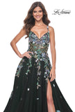 Picture of: Gorgeous Sequin Floral Lace Applique A-Line Tulle Prom Dress in Black, Style: 32023, Detail Picture 8