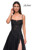 Picture of: Gorgeous A-line Tulle Gown with Beaded Floral Applique in Black , Style 32781, Detail Picture 8