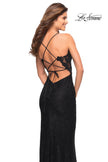 Picture of: Illusion Lace Gown with Deep V Neckline in Black, Style: 30595, Detail Picture 9