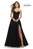 Picture of: Illusion Bodice A-line Gown with Boning and Defined Cups in Black, Style: 31205, Detail Picture 9