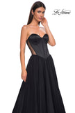 Picture of: Strapless Tulle Evening Dress with Basque Waist and Satin Bodice in Black , Style 32771, Detail Picture 9
