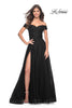 Picture of: A-Line Tulle Prom Dress with Off the Shoulder Top in Black, Style: 30498, Detail Picture 10