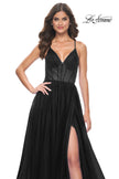 Picture of: A-Line Prom Dress with Illusion Ruched Bodice in Black, Style: 31457, Detail Picture 10