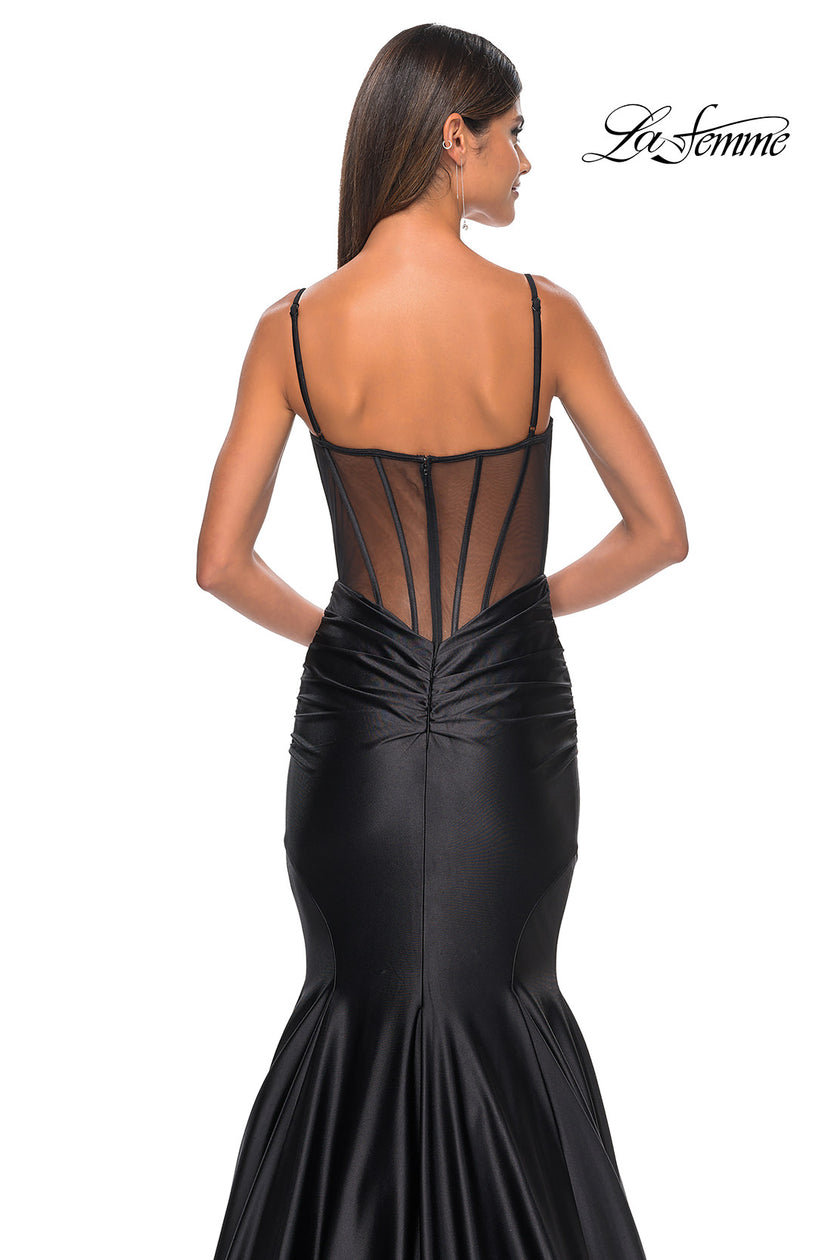 Picture of: Satin Mermaid Prom Gown with Corset Top in Black, Style: 32269, Detail Picture 10