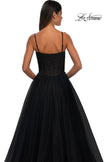 Picture of: Tulle Prom Dress with A-Line Skirt and Ruched Corset Top in Black, Style: 32700, Detail Picture 10