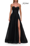 Picture of: Strapless Lace Corset Tulle Gown with Slit in Black, Style: 33363, Detail Picture 10