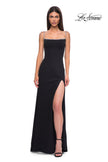 Picture of: Jersey Dress with Rhinestone Edge Square Neckline and Straps in Black , Style 32844, Detail Picture 11