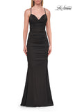 Picture of: Satin Gown with Cowl Neck and Open Back in Black, Style: 33193, Detail Picture 11