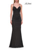 Picture of: Satin Gown with Cowl Neck and Open Back in Black, Style: 33193, Detail Picture 11
