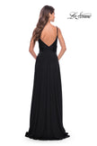 Picture of: Versatile Long Jersey Gown with V and Slit in Black, Style: 31090, Detail Picture 12