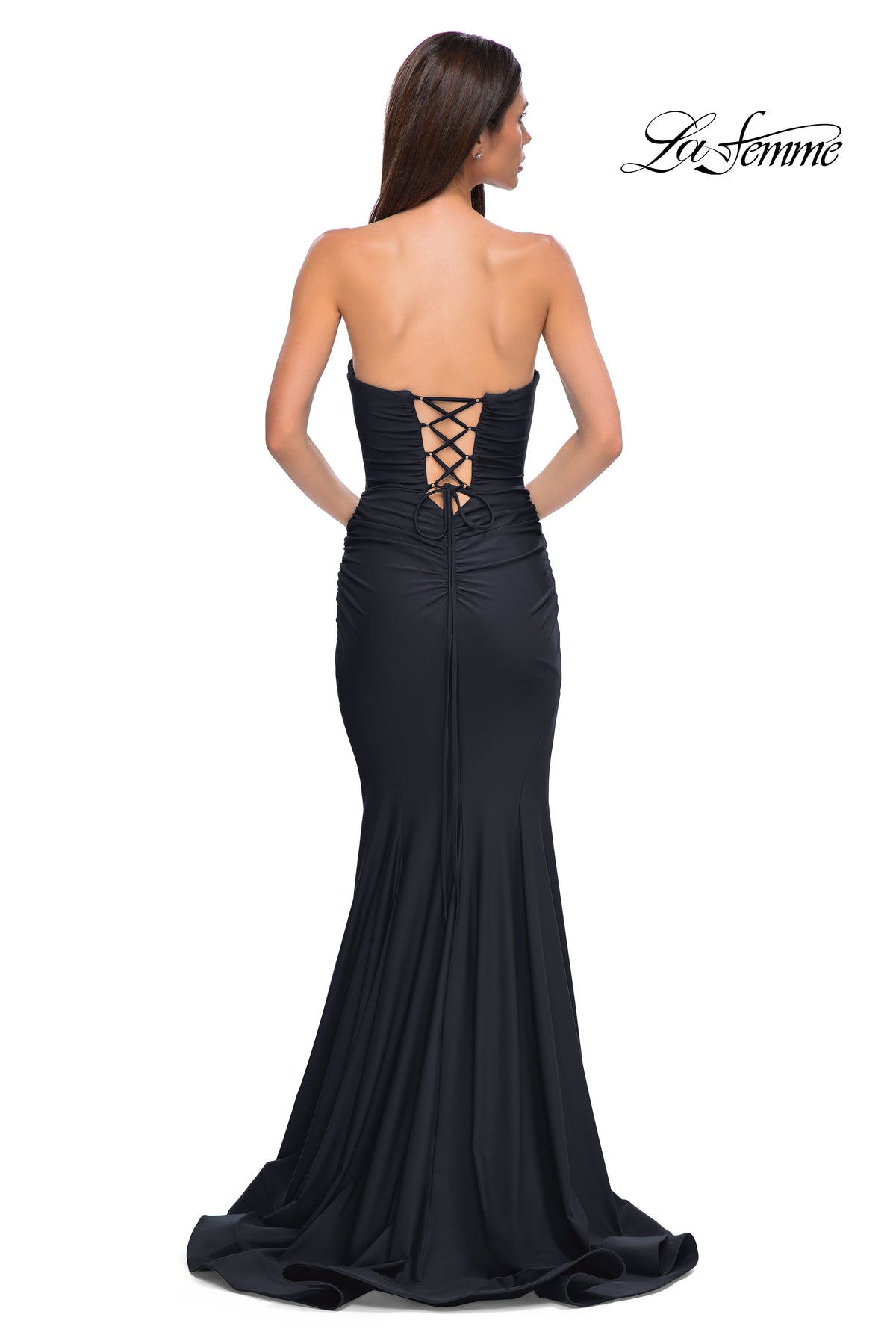 Picture of: Simple Jersey Mermaid Prom Dress with Sweetheart Neckline in Black , Style 32872, Detail Picture 12