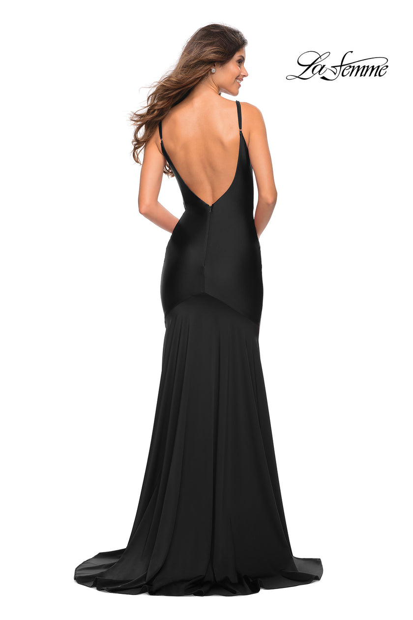 Picture of: Chic Luxe Jersey Gown with Train and V Back in Black, Style: 30458, Detail Picture 13