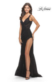Picture of: Lace Dress with High Side Slit and V Neckline in Black, Style: 30767, Detail Picture 13