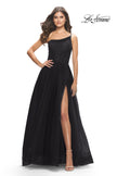 Picture of: One Shoulder A-Line Tulle Gown with Sheer Bodice in Black, Style: 31069, Detail Picture 13