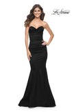 Picture of: Stretch Satin Gown with Draped Sweetheart Neckline in Black, Style: 31915, Detail Picture 16