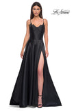 Picture of: Mikado A-line Gown with Lace Detail Neckline in Black , Style 32878, Detail Picture 17