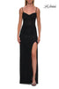 Picture of: Rhinestone Fitted Gown with Draped Bodice and Sheer Corset Back in Black, Style: 33343, Detail Picture 17