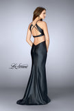 Picture of: Vegan Leather Dress with Side Cut Outs and High Slit in Black, Style: 24739, Back Picture