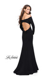 Picture of: Long Sleeve Off the Shoulder Prom Dress with Open Back in Black, Style: 25412, Back Picture