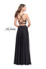 Picture of: Long Two Piece Dress with Beading and Strappy Back in Black, Style: 25469, Back Picture