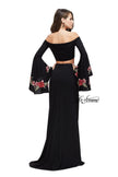 Picture of: Two Piece Off the Shoulder Dress with Long Bell Sleeves in Black, Style: 25741, Back Picture