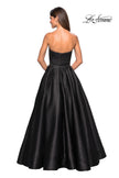 Picture of: Long Metallic Strapless A Line Ball Gown in Black, Style: 27280, Back Picture