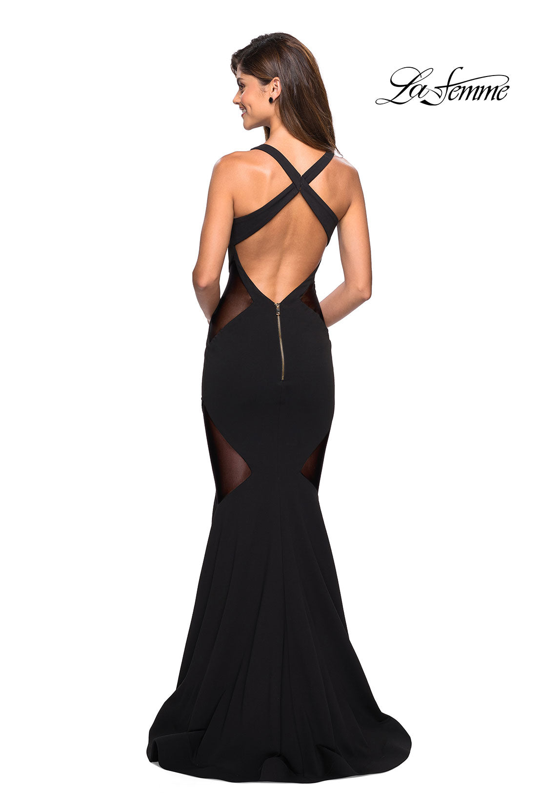 Picture of: Sultry Black Prom Dress with Illusion Detailing in Black, Style: 27454, Back Picture