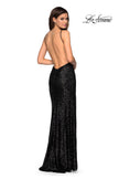 Picture of: Sparkling Fully sequin Prom Gown with Exposed Back in Black, Style: 27585, Back Picture