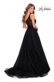 Picture of: One Shoulder Tulle Ball Gown with Pockets in Black, Style: 28383, Back Picture