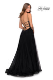Picture of: Long Tulle Prom Dress with Beaded Bodice in Black, Style: 28535, Back Picture