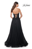 Picture of: Strapless Lace and Tulle Prom Dress with Lace Up Back in Black, Style: 32005, Back Picture