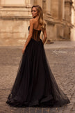 Picture of: Strapless Tulle Evening Dress with Basque Waist and Satin Bodice in Black , Style 32771, Back Picture