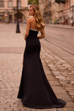 Picture of: Strapless Jersey Gown with Stunning Rhinestone Neckline in Black , Style: 32891, Back Picture