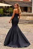 Picture of: Strapless Mermaid Gown with Lace-Trimmed Sweetheart Neckline in Black, Style: 33438, Back Picture