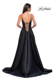 Picture of: Mikado A-line Gown with Lace Detail Neckline in Black , Style 32878, Detail Picture 18