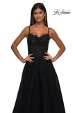 Picture of: Lace and Tulle A-line Prom Dress with High Slit in Black , Style: 32646, Detail Picture 19